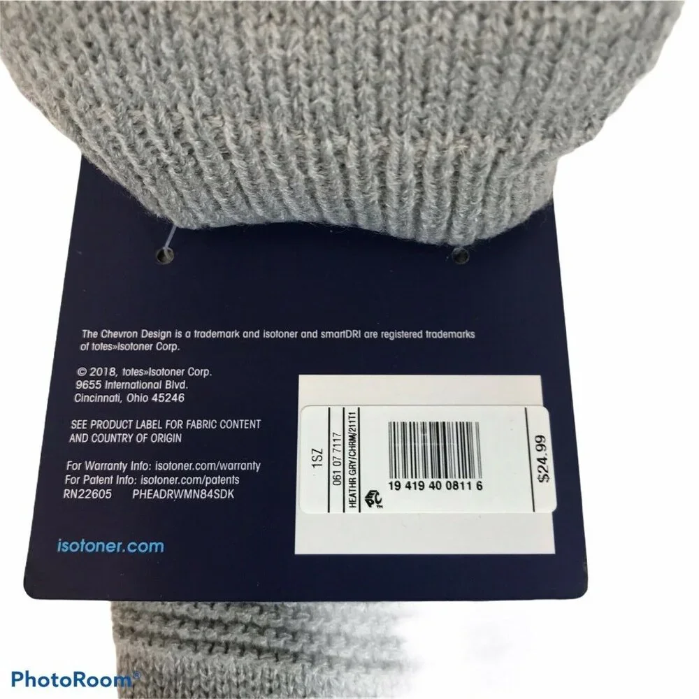 Isotoner Womens One Size Gloves Knit SmartDRI Fleece Lining Gray New With Tags